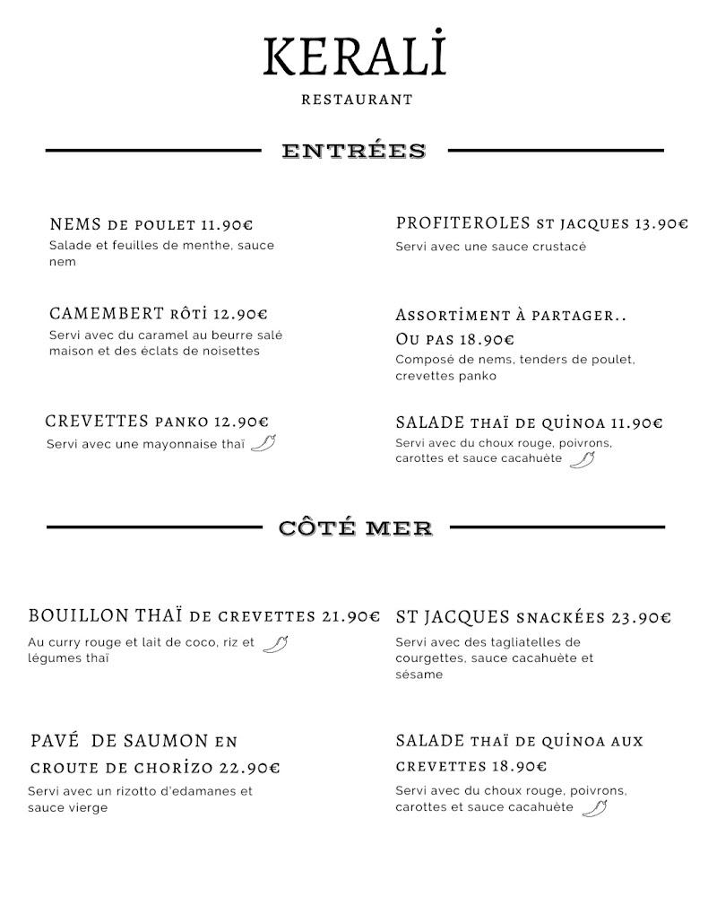 KERALI-Restaurant Île-Aux-Moines - Menu Image 2